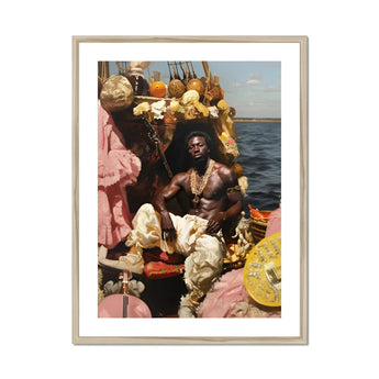 Douglas - Black Gay Pirate Art Print, Shirtless Person Gold Jewelry Sits Surrounded Decorative Items