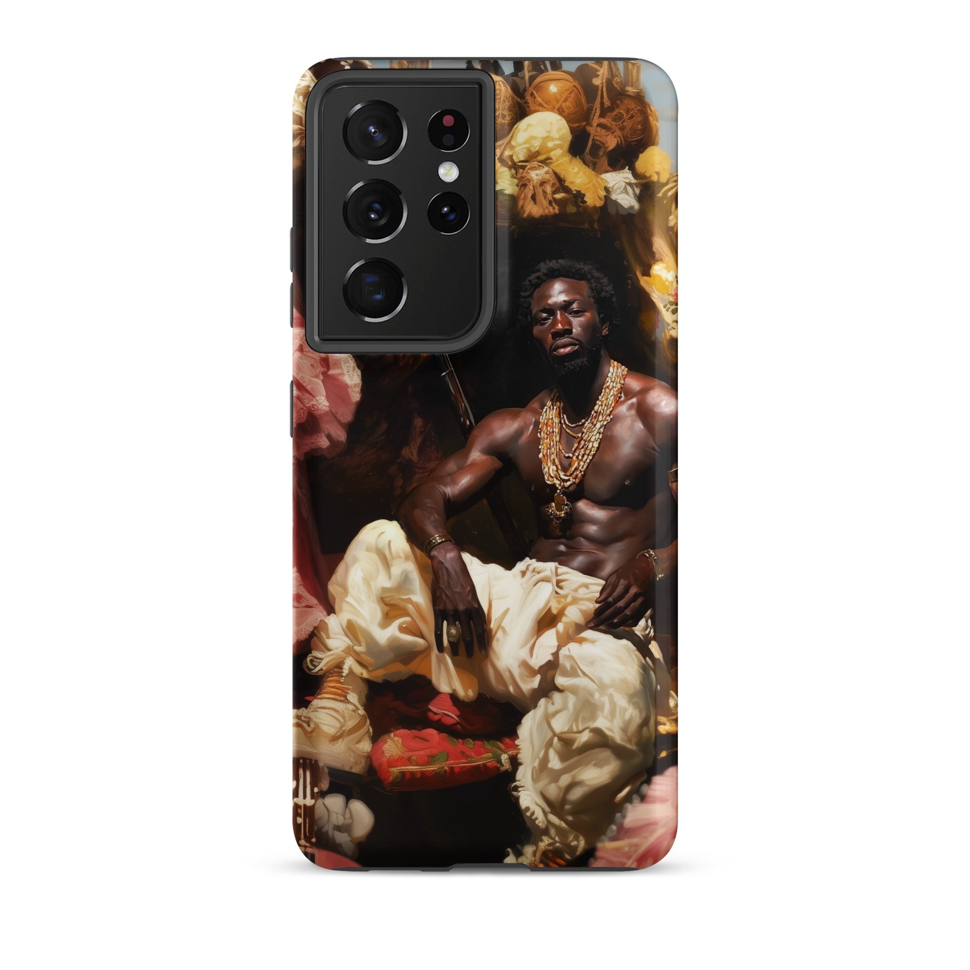 Douglas Black Gay Pirate Art Samsung Case, Galaxy S21 Ultra / Matte, Smartphone Case Classical Style Portrait Man Adorned Gold Jewelry