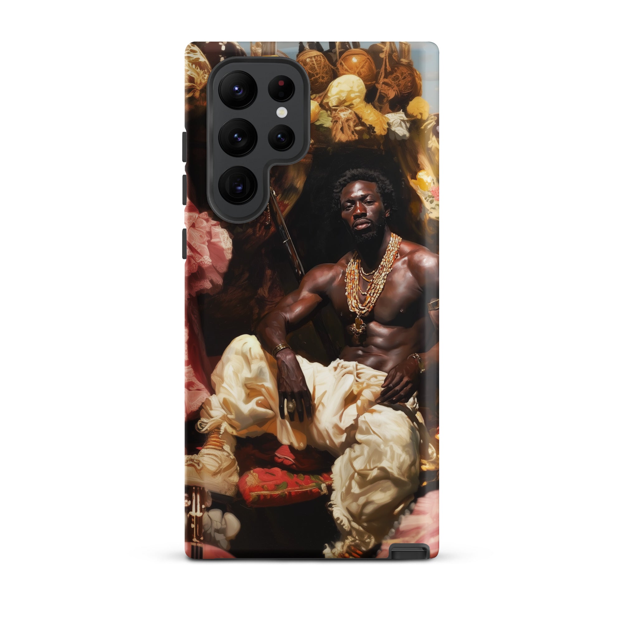 Douglas Black Gay Pirate Art Samsung Case, Galaxy S22 Ultra / Matte, Smartphone Case Classical Style Portrait Man Adorned Gold Jewelry