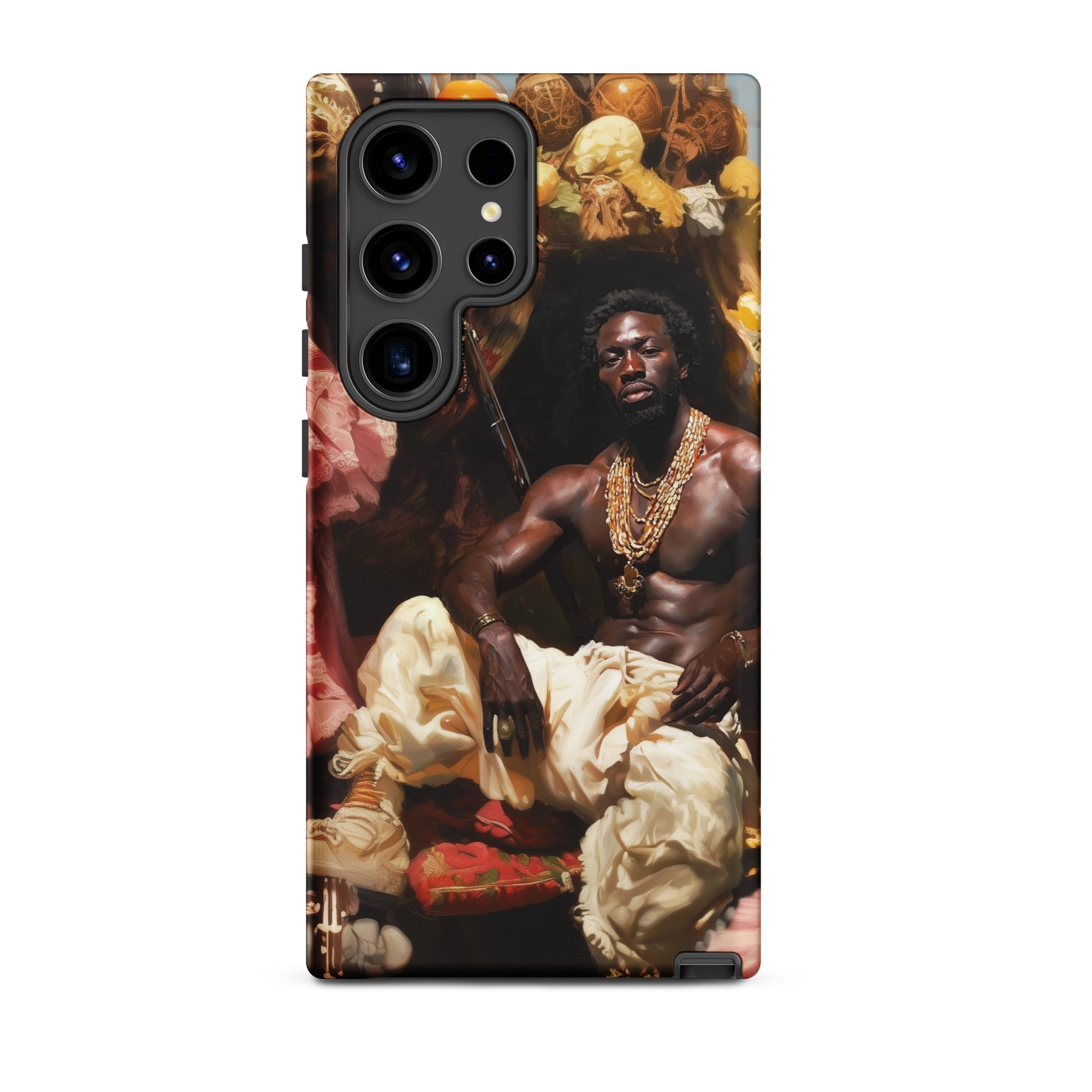 Douglas Black Gay Pirate Art Samsung Case, Galaxy S24 Ultra / Matte, Smartphone Case Classical Portrait Man Adorned Gold Jewelry