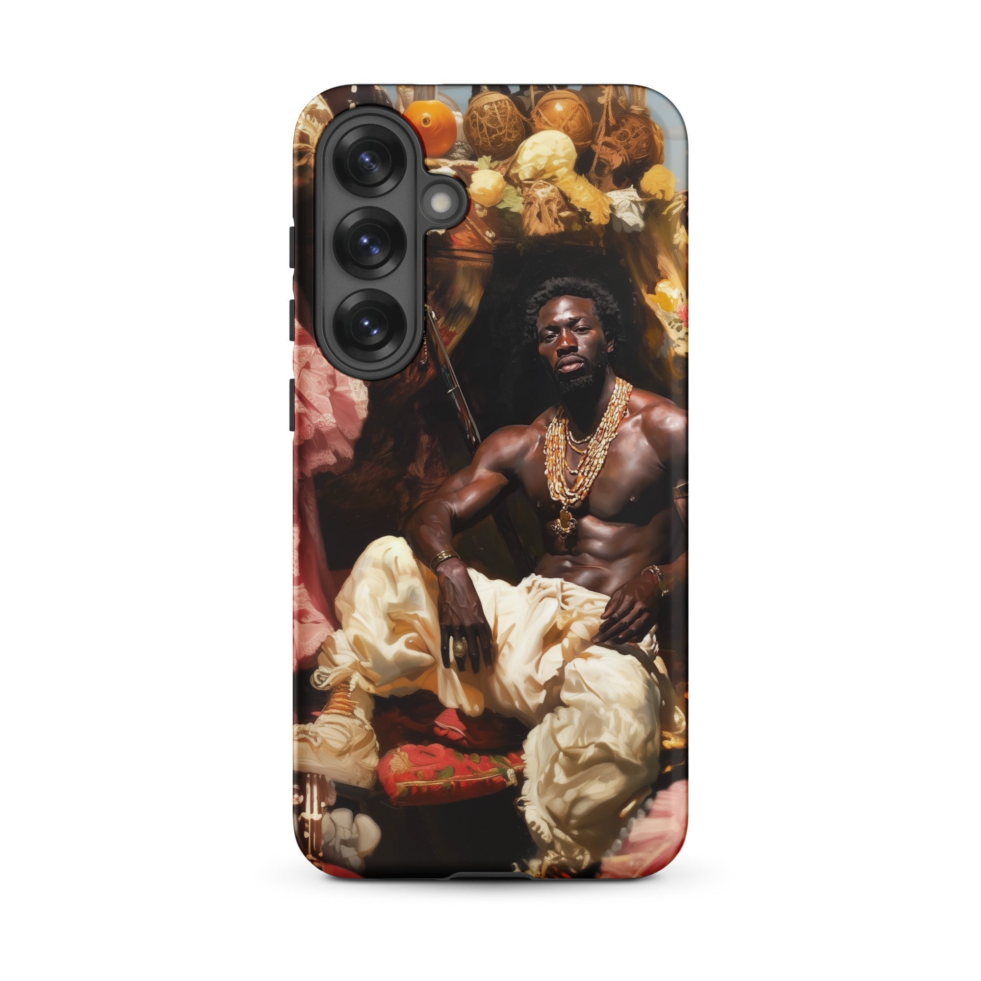 Douglas Black Gay Pirate Art Samsung Case, Galaxy S25 Plus / Matte, Phone Case Dark Skinned Man Gold Chains