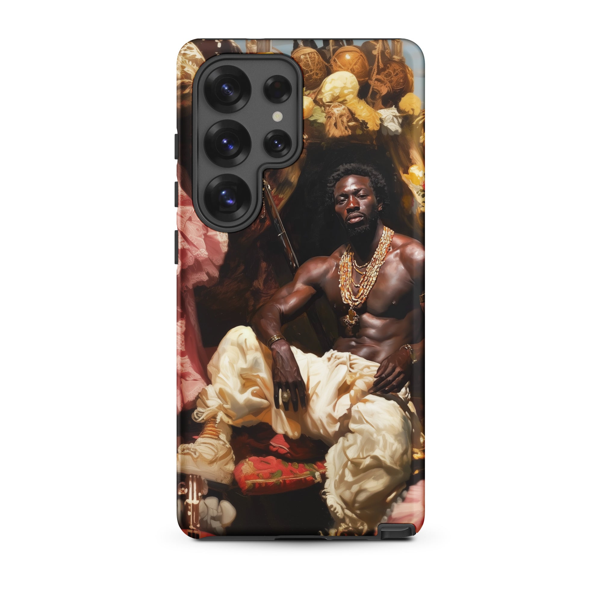 Douglas Black Gay Pirate Art Samsung Case, Galaxy S25 Ultra / Matte, Smartphone Case Renaissance Style Portrait Man Adorned Gold Jewelry