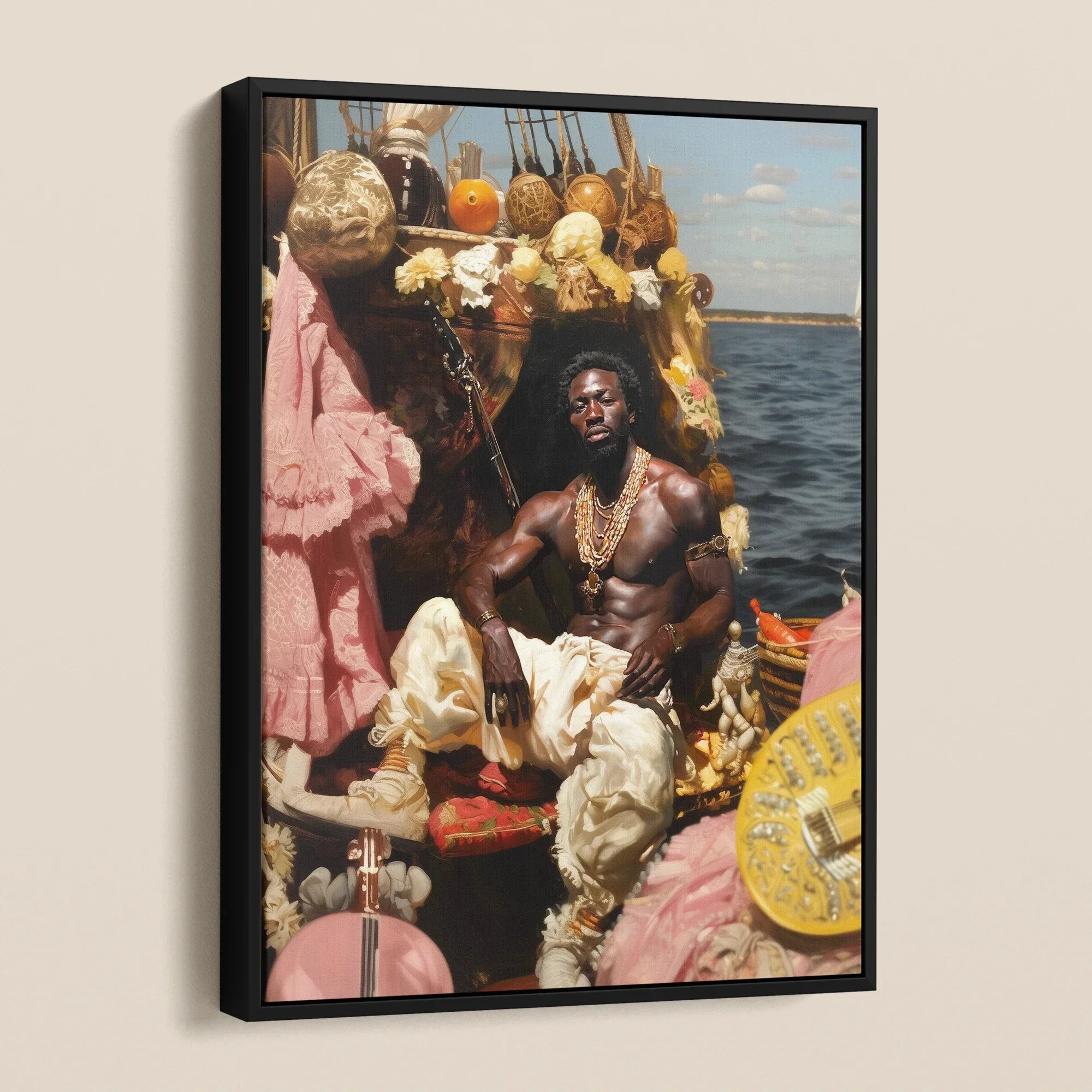 Douglas - Black Gay Pirate Framed Canvas, Framed Art Print