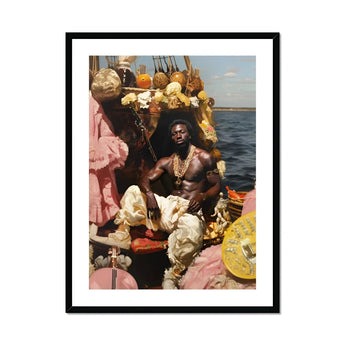 Douglas - Black Gay Pirate Art Print, Shirtless Person Adorned Jewelry Sits Amid Decorative Gourds