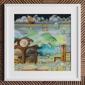 Down Where It’s Wetter Pt 1 - Surreal Fish Collage Art Print