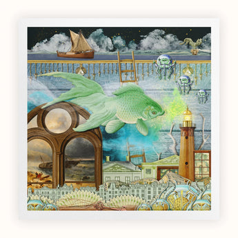 Down where It’s Wetter Pt 1 - Surreal Fish Collage Art Print, Toby Leon, Surreal Fish Collage, Wetter Art Collage