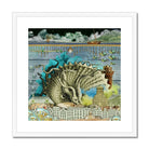 Down where It’s Wetter Pt 2 - Sea Creature Collage Art Print, Hedgehog Curled Spiky Ball