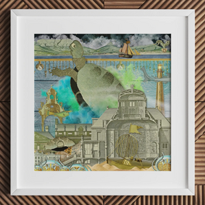 Down Where It’s Wetter Pt 3 - Sea Turtle Collage Art Print