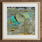 Down where It’s Wetter Pt 3 - Sea Turtle Collage Art Print, Sea Turtle Collage, Toby Leon, Baroque Architecture Meets Marine Mythology