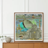Down where It’s Wetter Pt 3 - Sea Turtle Collage Art Print, Sea Turtle Collage, Toby Leon, Baroque Architecture Meets Marine Mythology