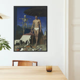 Dr. Death - Surreal Gay Vampire Art Print / Canvas Black-framed Artwork Man White Underwear Umbrella Skeleton Set Gay Vampire Art, Art