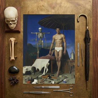 Dr. Death - Surreal Gay Vampire Art Print / Canvas Central Object Framed Painting Man White Underwear Umbrella, Prints