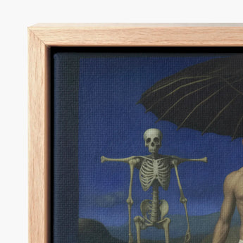 Framed Canvas Print Skeleton Umbrella Deep Blue Background Gay Vampire Art