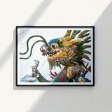 Vibrant Mosaic Dragon Artwork Sleek Black Frame Intricate Vietnamese, Art, Behold Drag Racer
