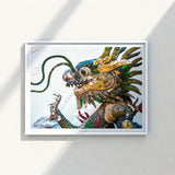 Vibrant Mosaic Dragon Artwork White Frame Vietnamese, Art, Behold Drag Racer