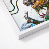 Framed Artwork Detailed Colorful Mosaic Dragon Green Gold Vietnamese, Art, Behold Drag Racer