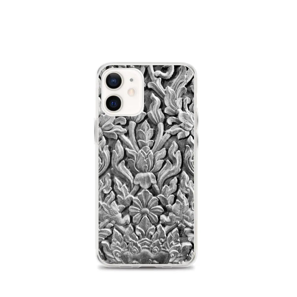Dragon’s Den Pattern Iphone Case - Black And White - Iphone 12 Mini - Mobile Phone Cases - Aesthetic Art
