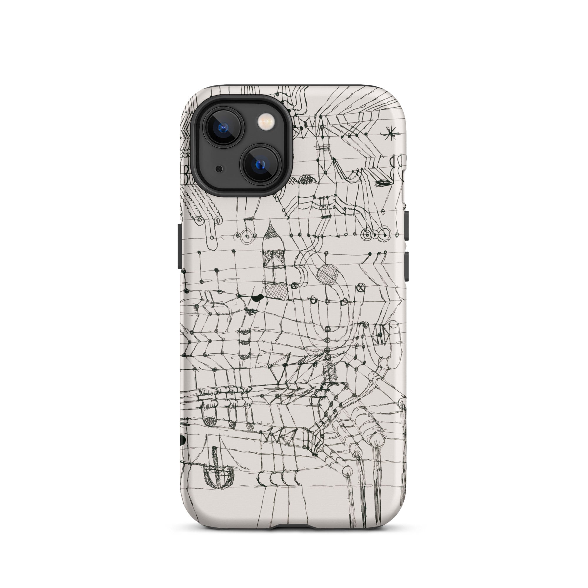 Drawing Knotted in the Manner of a Net Paul Klee Iphone Case, 13 / Matte, Black White Patterned Phone Case
