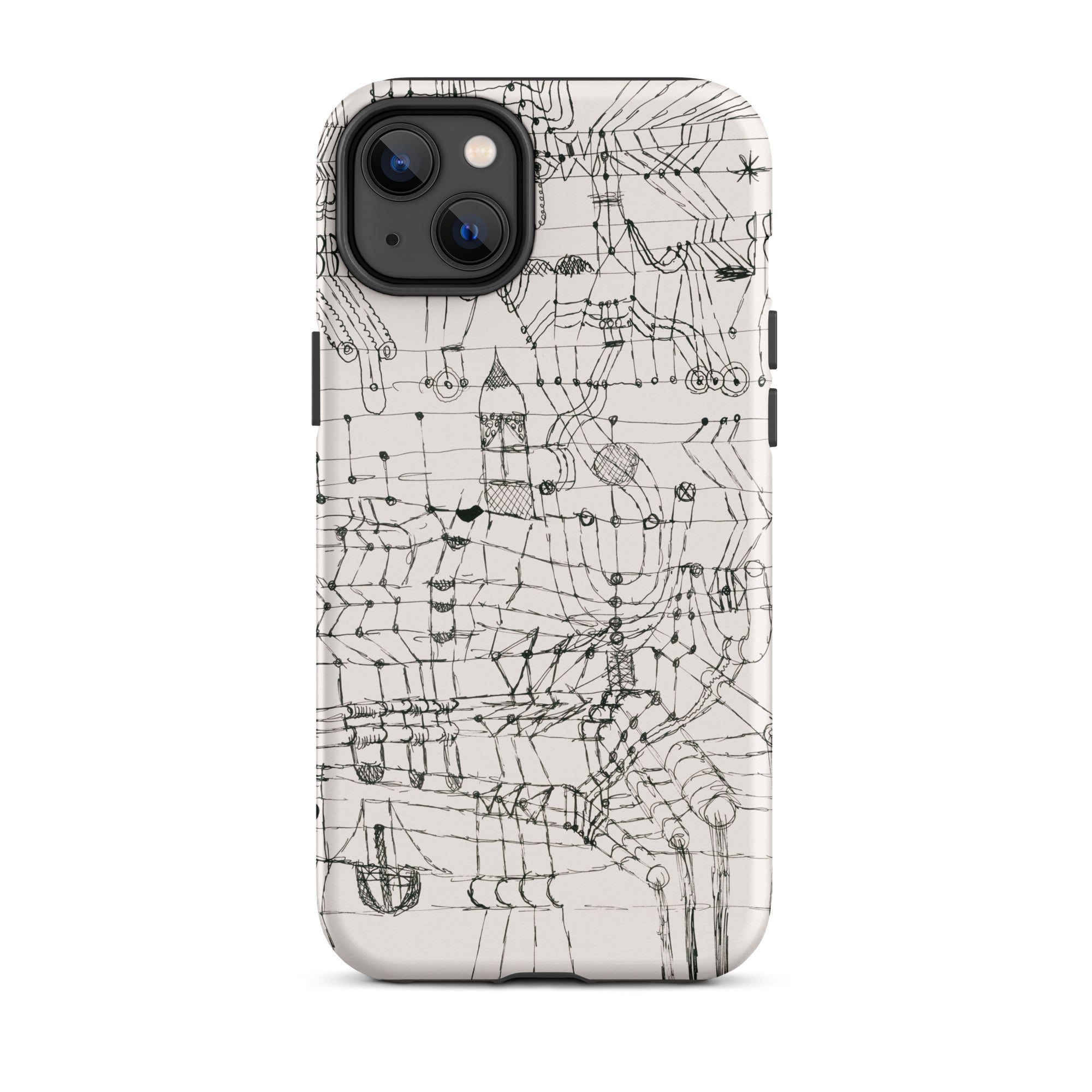 Drawing Knotted in the Manner of a Net Paul Klee Iphone Case, 14 Plus / Matte, Phone Case Abstract Black White Design