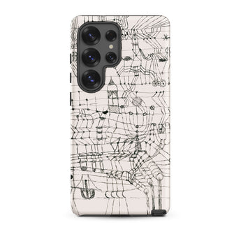 Drawing Knotted in the Manner of a Net - Paul Klee Phone Case Samsung Galaxy S25 Ultra / Matte Black White Illustrated Phone Case Detailed