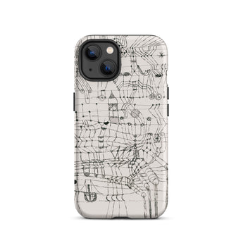Drawing Knotted in the Manner of a Net - Paul Klee Phone Case Iphone 13 / Matte Black White Patterned Phone Case Paul Klee Iphone, Iphone
