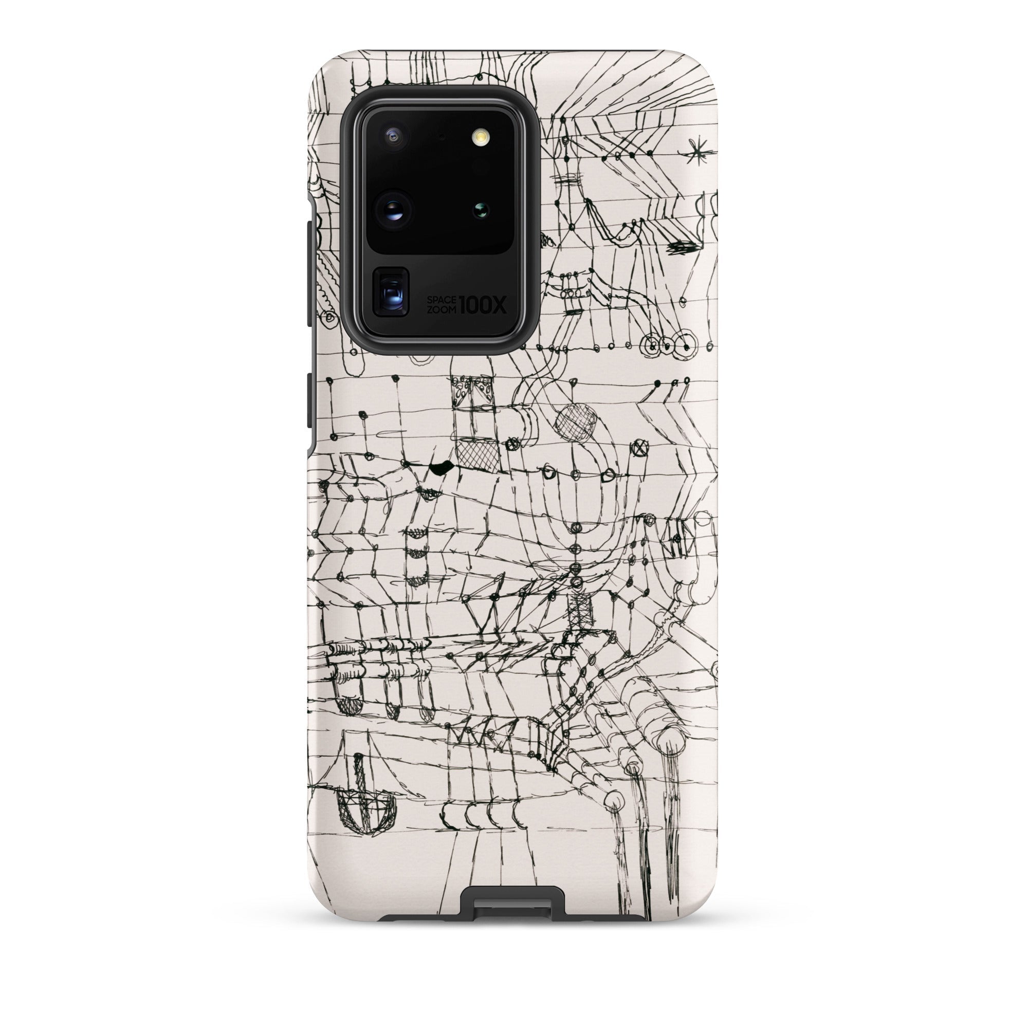 Drawing Knotted in the Manner of a Net Paul Klee Samsung Case, Galaxy S20 Ultra / Matte, White Smartphone Case Black Line Abstract Design