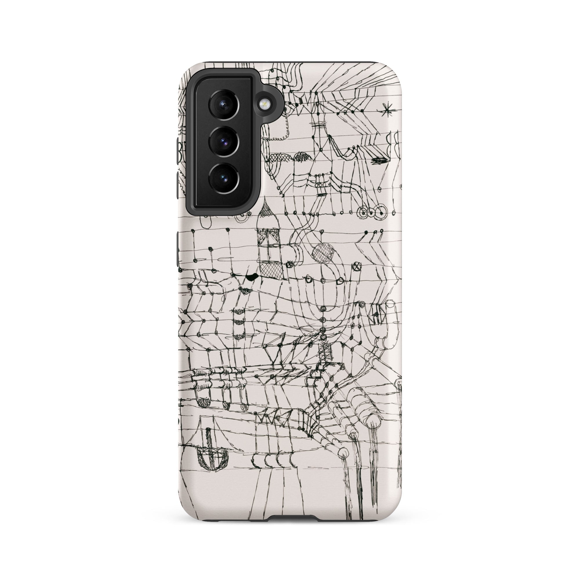 Drawing Knotted in the Manner of a Net Paul Klee Samsung Case, Galaxy S21 Fe / Matte, White Smartphone Case Black Line Art Design