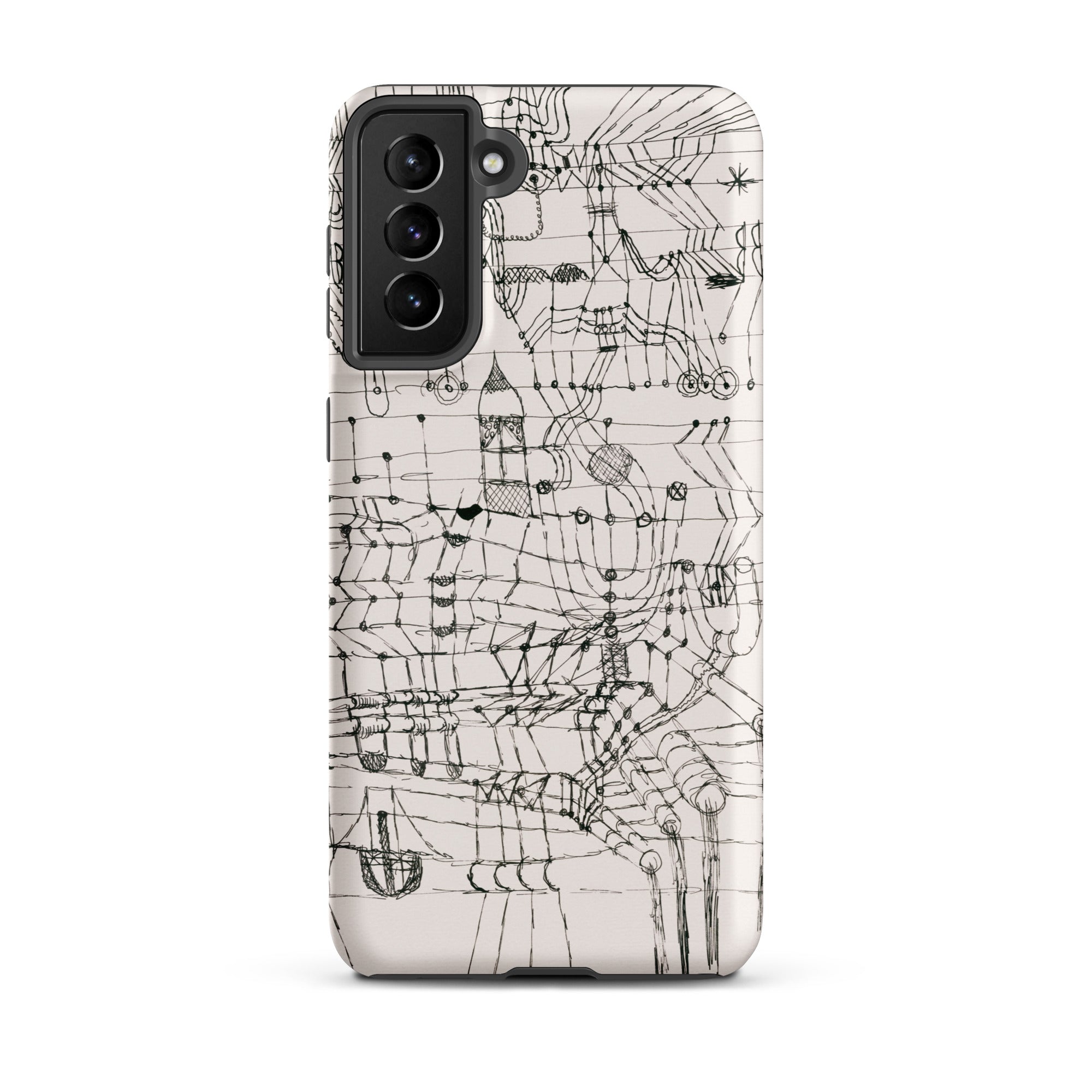 Drawing Knotted in the Manner of a Net Paul Klee Samsung Case, Galaxy S21 Plus / Matte, White Smartphone Case Intricate Black Line Art