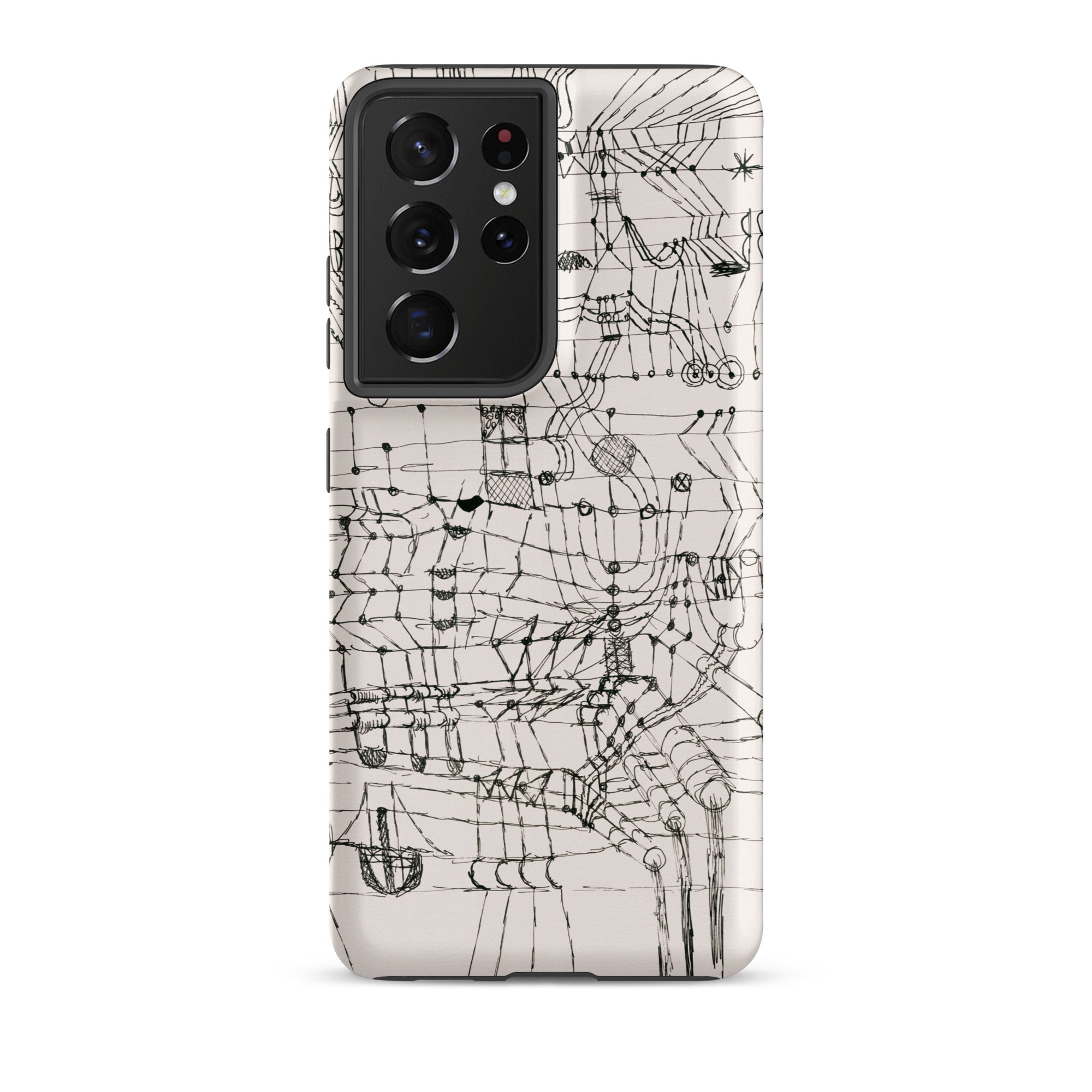 Drawing Knotted in the Manner of a Net Paul Klee Samsung Case, Galaxy S21 Ultra / Matte, Phone Case Black White Abstract Geometric Design
