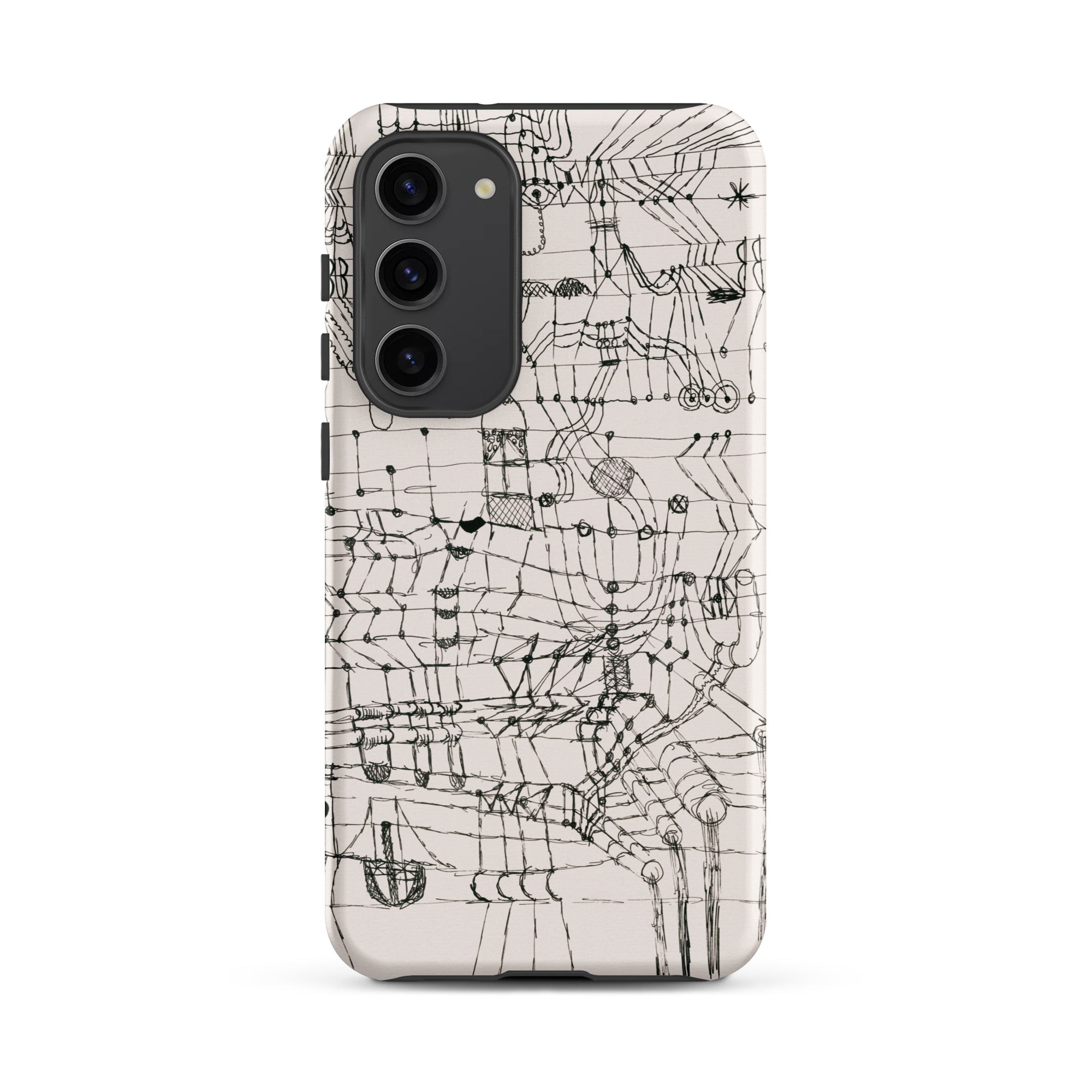 Drawing Knotted in the Manner of a Net Paul Klee Samsung Case, Galaxy S23 Plus / Matte, White Smartphone Case Black Abstract Line Design