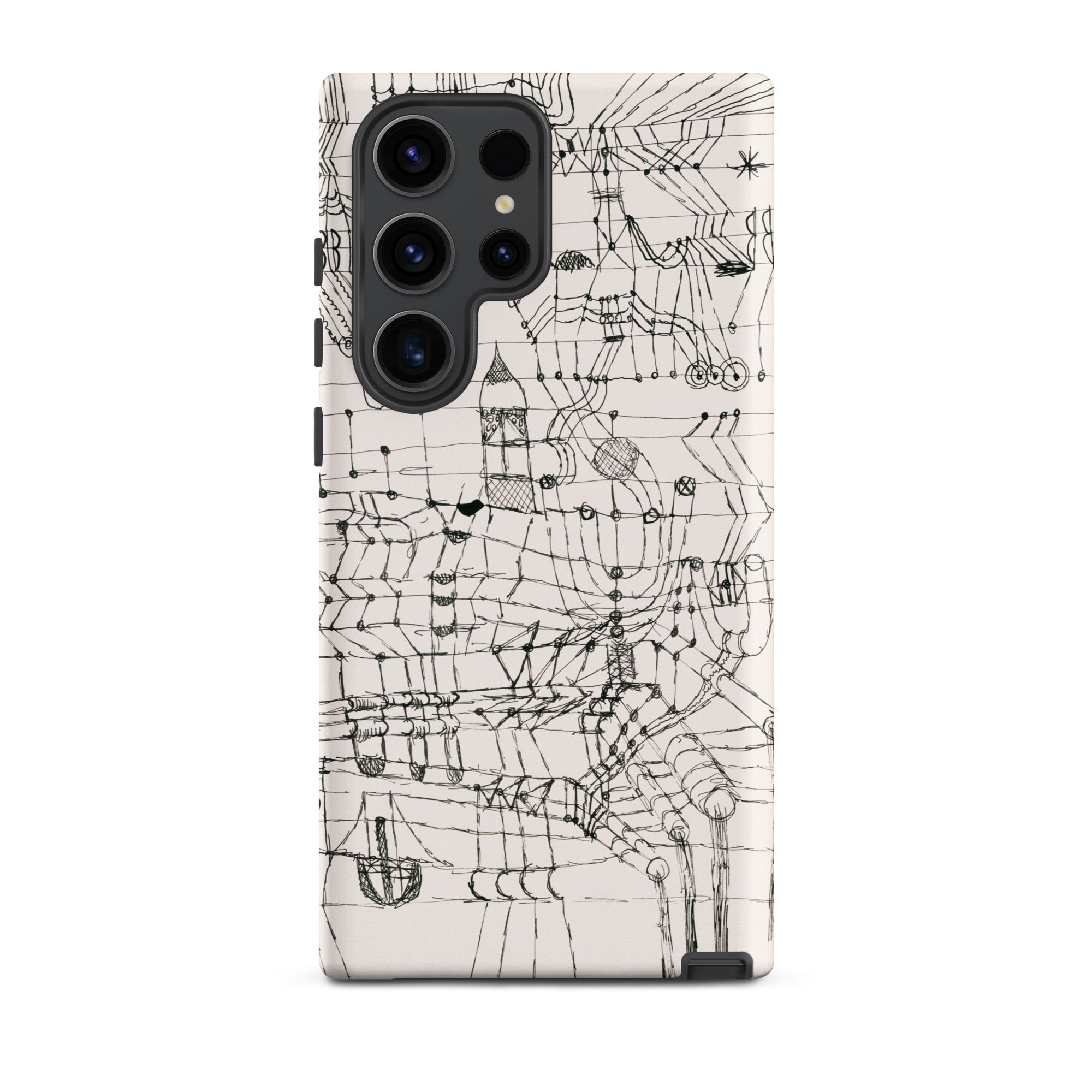 Drawing Knotted in the Manner of a Net Paul Klee Samsung Case, Galaxy S23 Ultra / Matte, White Smartphone Case Intricate Black Line Art