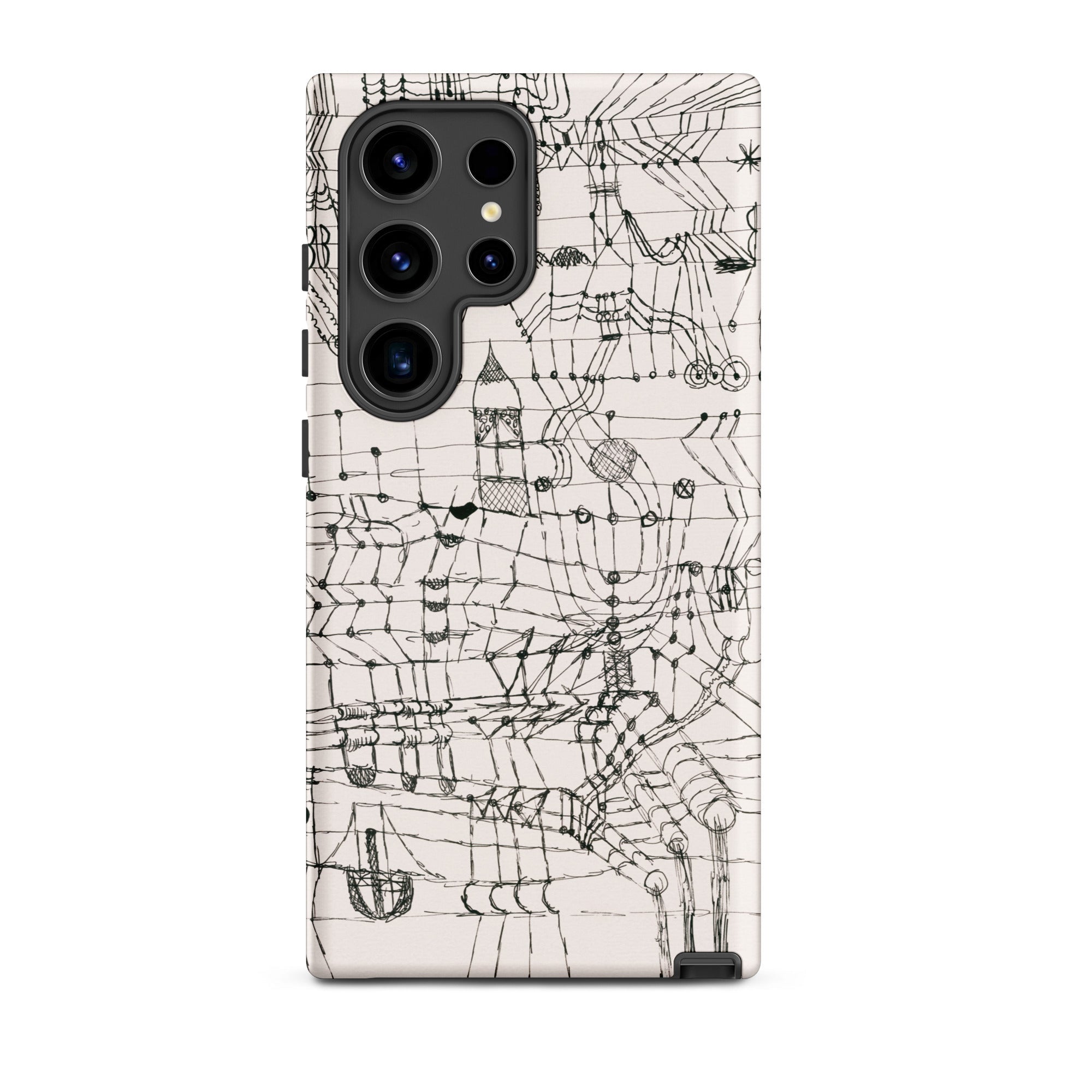 Drawing Knotted in the Manner of a Net Paul Klee Samsung Case, Galaxy S24 Ultra / Matte, Smartphone Case Black White Abstract Line Art