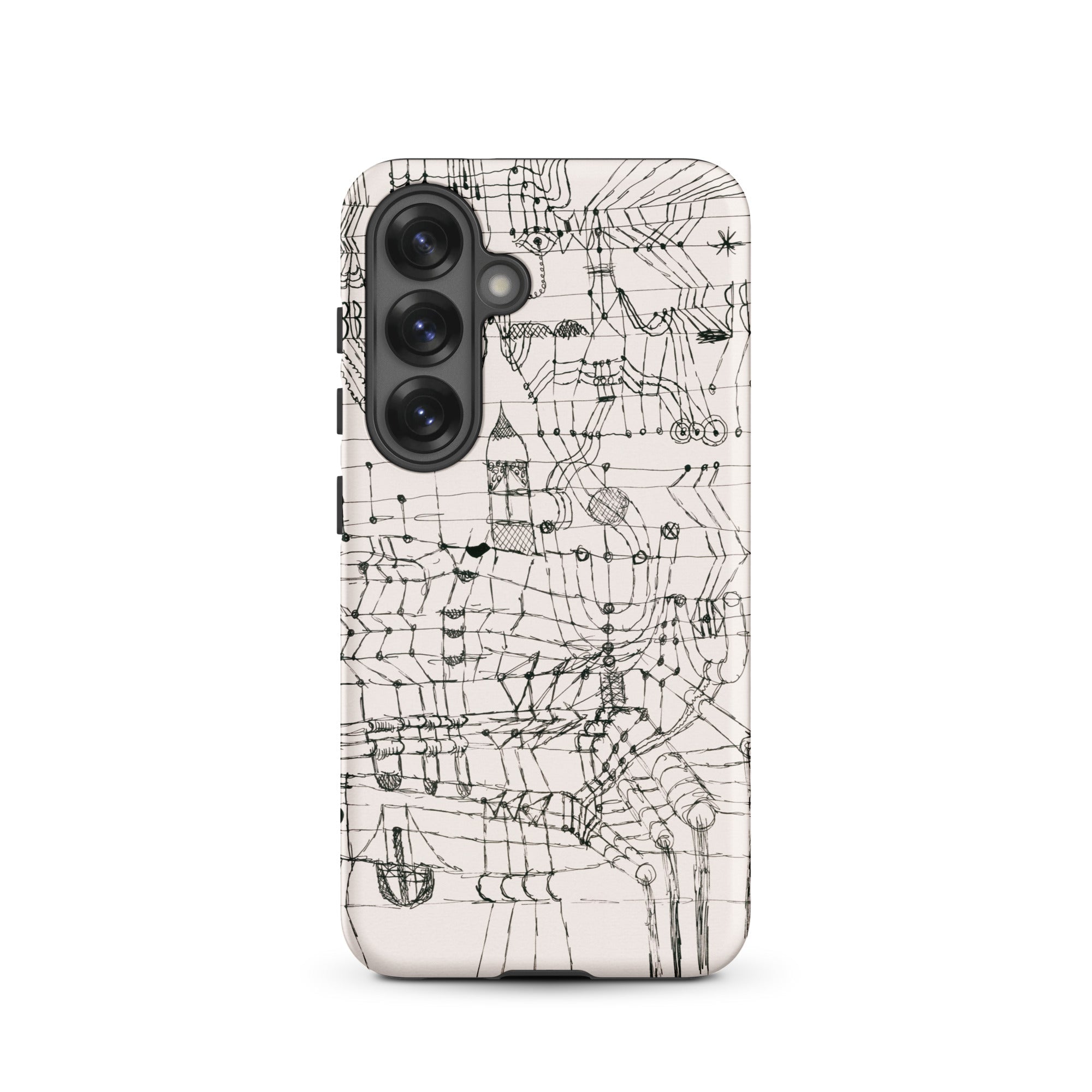 Drawing Knotted in the Manner of a Net Paul Klee Samsung Case, Galaxy S25 / Matte, White Smartphone Case Black Line Art Pattern