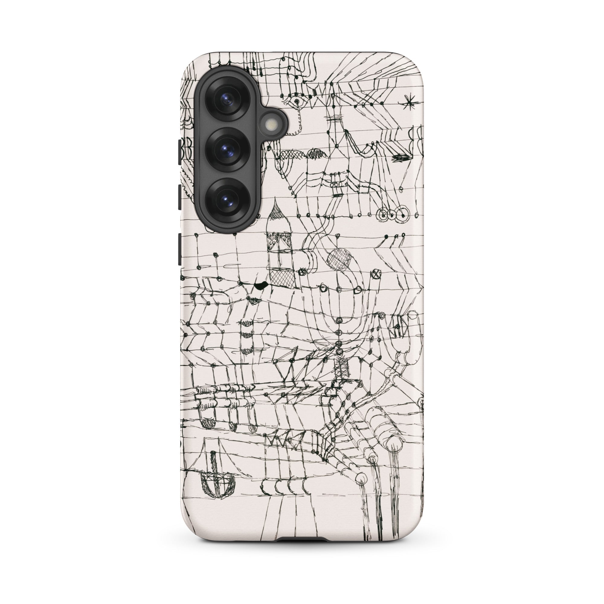 Drawing Knotted in the Manner of a Net Paul Klee Samsung Case, Galaxy S25 Plus / Matte, White Phone Case Black Line Art Abstract Shapes
