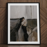 Dripping - Surreal Gay Couple Art Print / Canvas Black-framed Art Print White Mat Abstract Painting Two Latino Gay Couple, Surreal Gay,