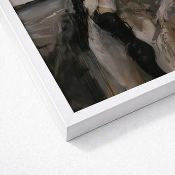 Modern Abstract Painting Sleek White Frame Bold Strokes Latino Gay Couple, Surreal, Art Print
