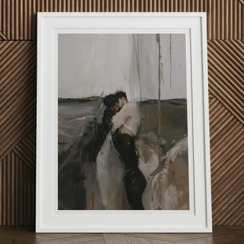 Dripping - Surreal Latino Gay Couple Art Print, 12x16’’ / 31x41cm / White Frame / 2’’ Matboard, Framed Abstract Painting Two Figures