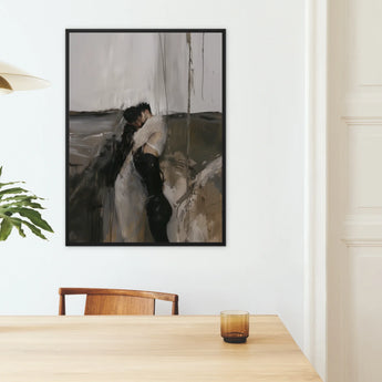 Dripping - Surreal Mexican Gay Couple Framed Canvas, Abstract Painting Figures