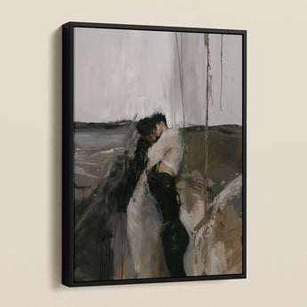 Dripping - Surreal Mexican Gay Couple Framed Canvas, Framed Abstract Painting Two Figures