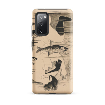 Drowned - Mikulas Galanda Samsung Case, Galaxy S20 Fe / Matte, Beige Phone Case Abstract Black White Illustration Person