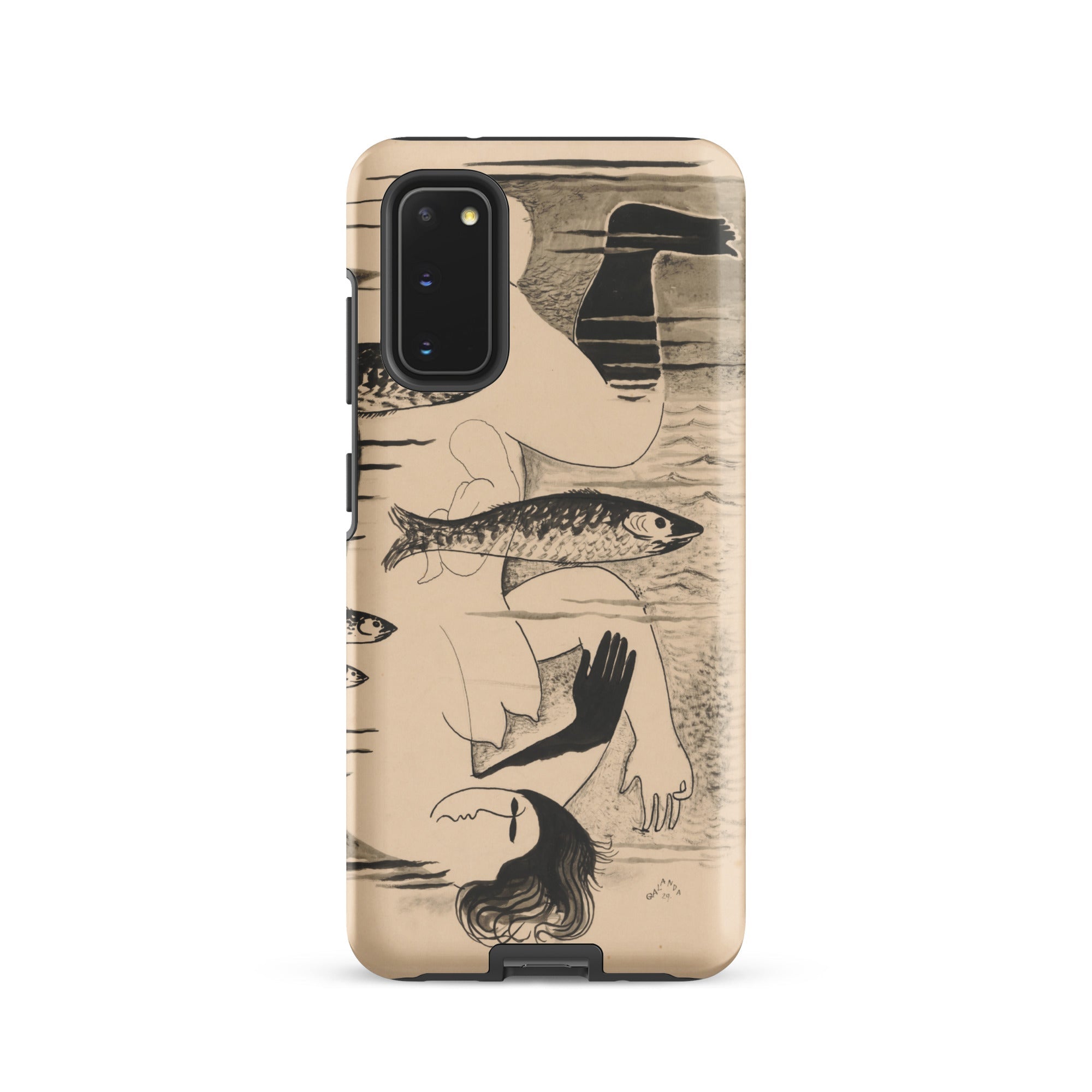 Drowned Mikulas Galanda Samsung Case, Galaxy S20 / Matte, Phone Case Artistic Design Figures Water Fish
