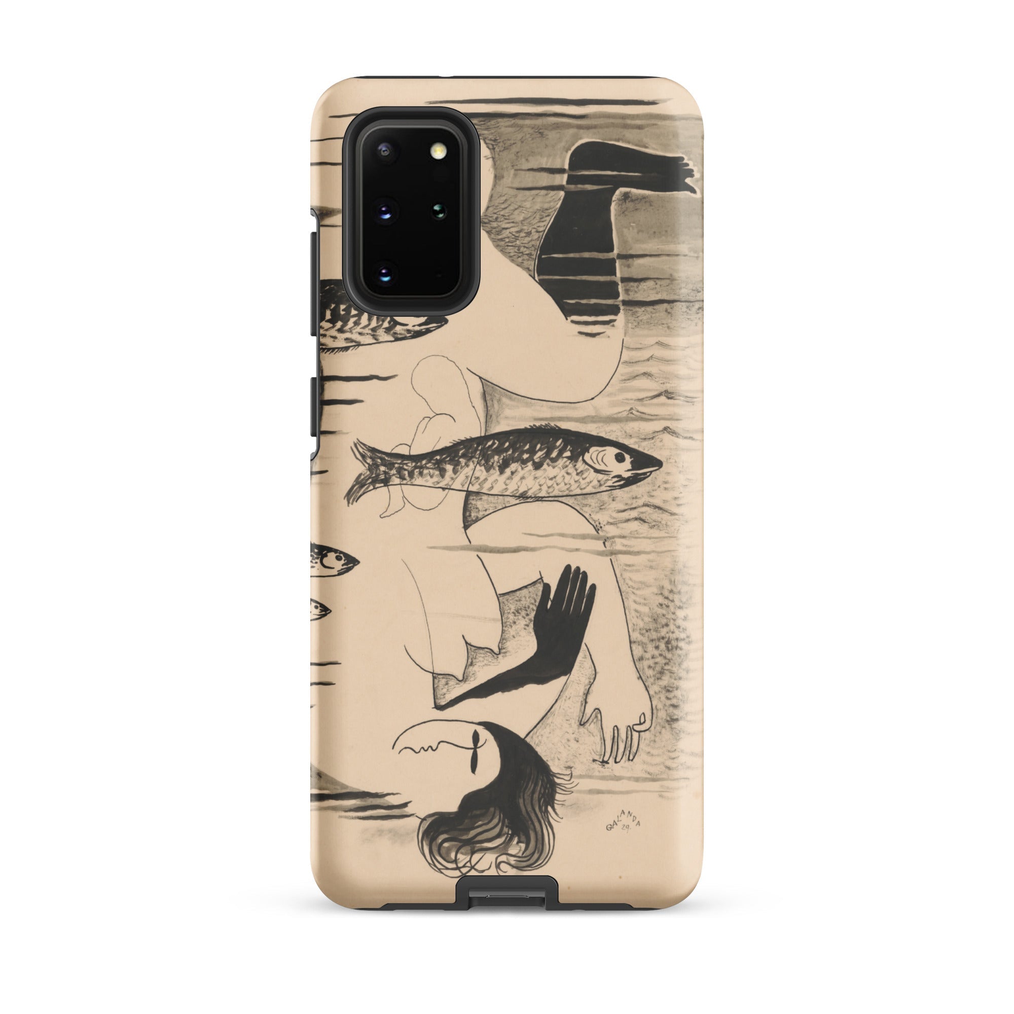 Drowned Mikulas Galanda Samsung Case, Galaxy S20 Plus / Matte, Smartphone Case Abstract Art Design Figure Fish