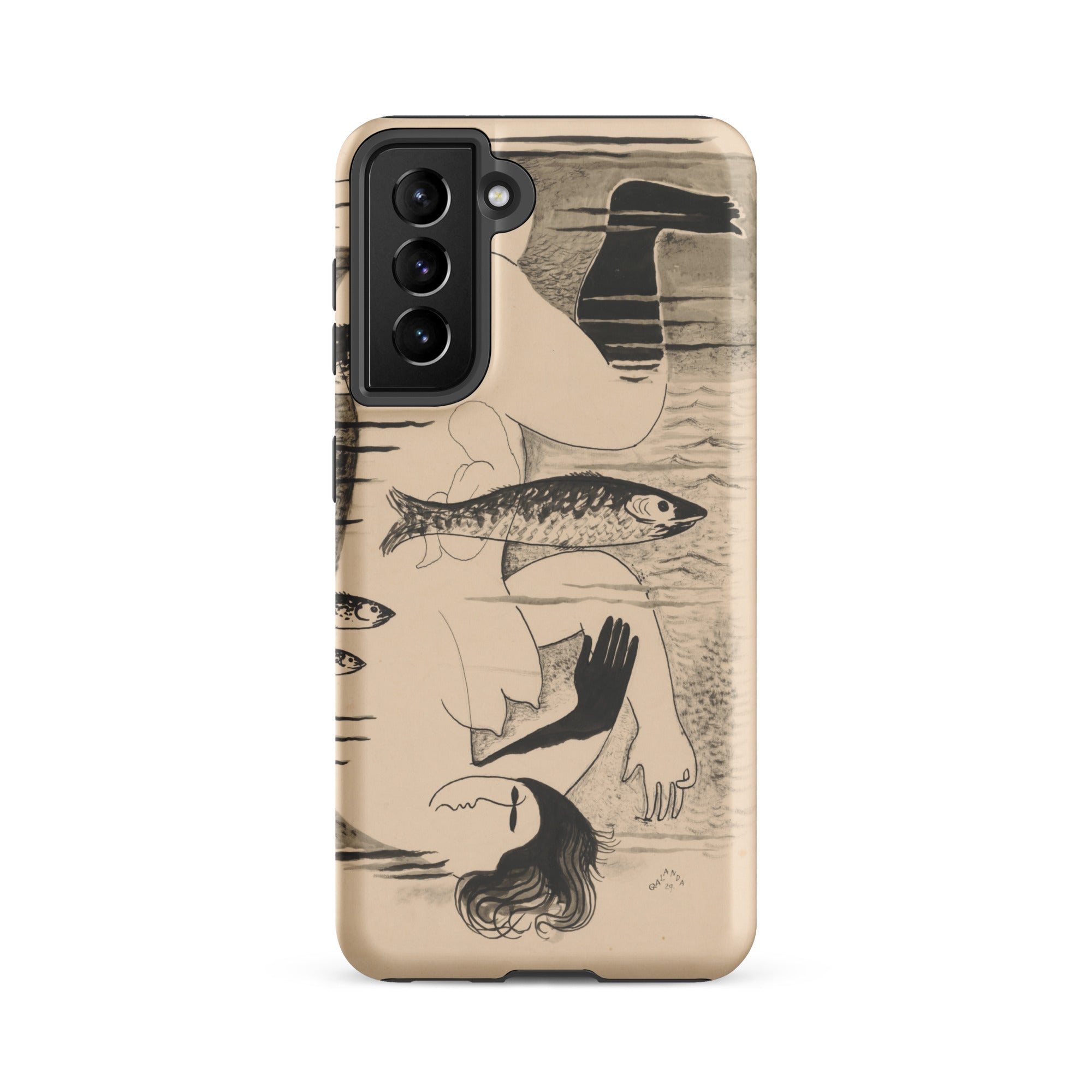 Drowned Mikulas Galanda Samsung Case, Galaxy S21 Fe / Matte, Phone Case Abstract Illustration Figure Fish