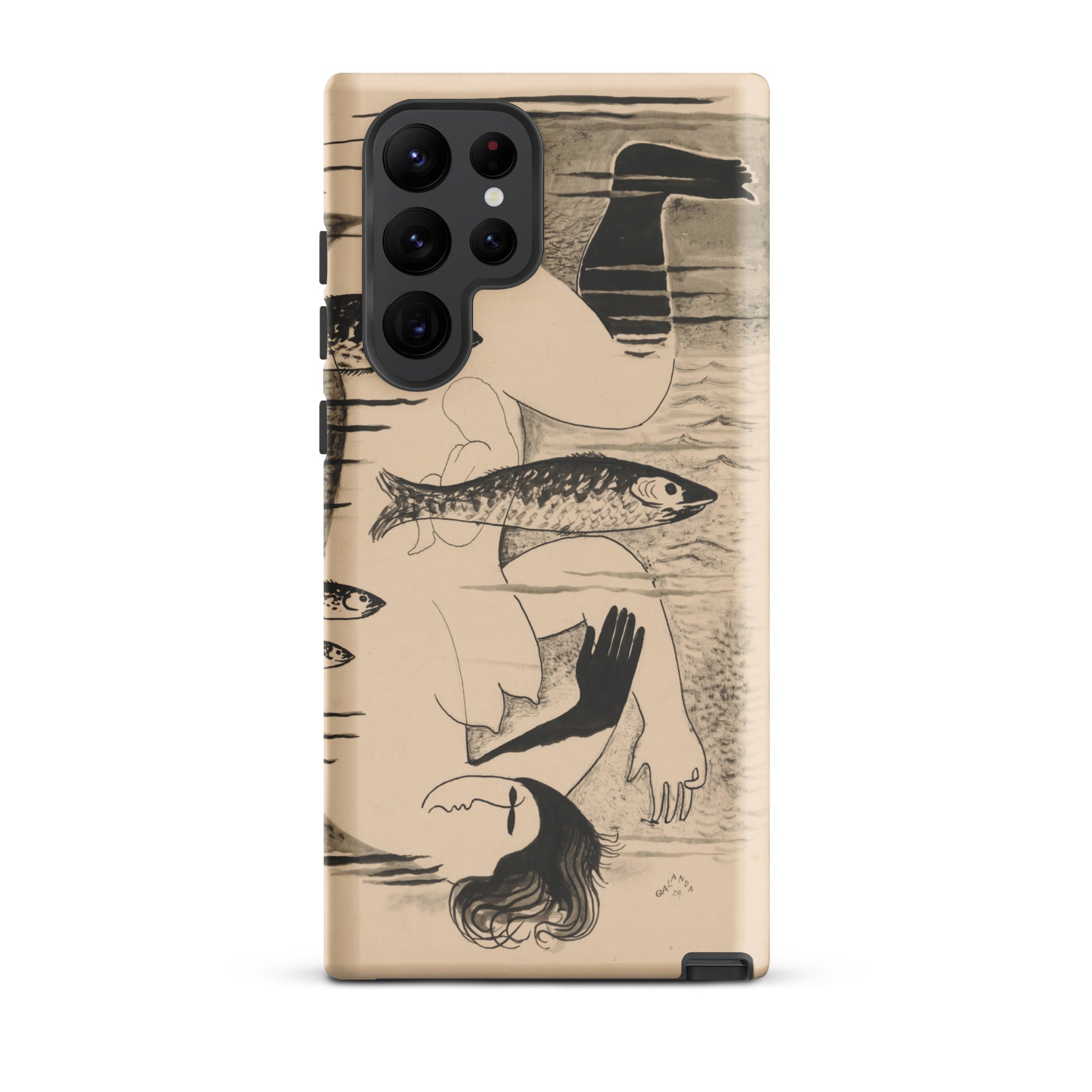 Drowned Mikulas Galanda Samsung Case, Galaxy S22 Ultra / Matte, Phone Case Abstract Illustration Figure Fish