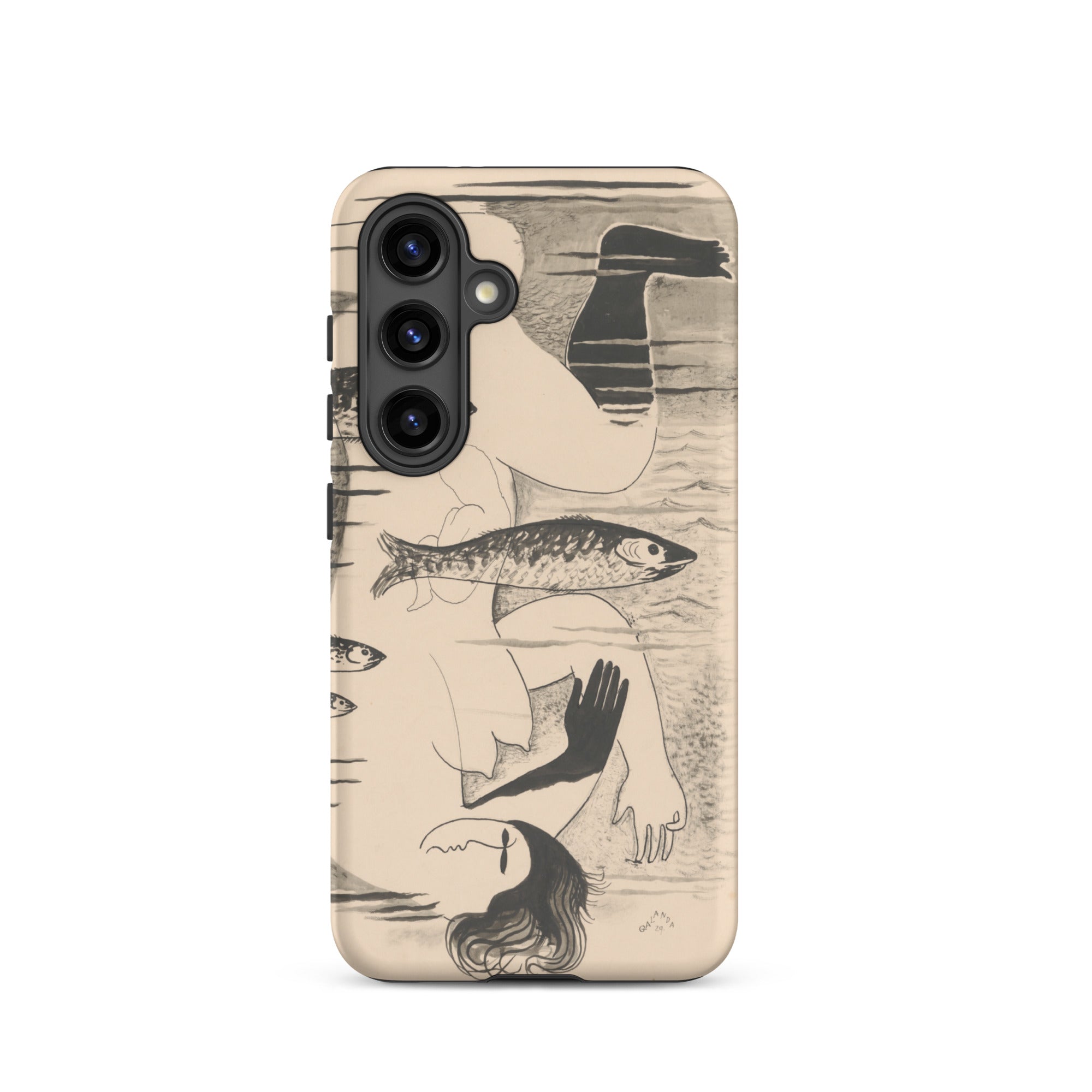 Drowned Mikulas Galanda Samsung Case, Galaxy S24 / Matte, Beige Smartphone Case Abstract Art Design