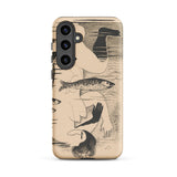 Drowned - Mikulas Galanda Samsung Case, Galaxy S24 Plus / Matte, Smartphone Case Beige Background Black Line Art Person
