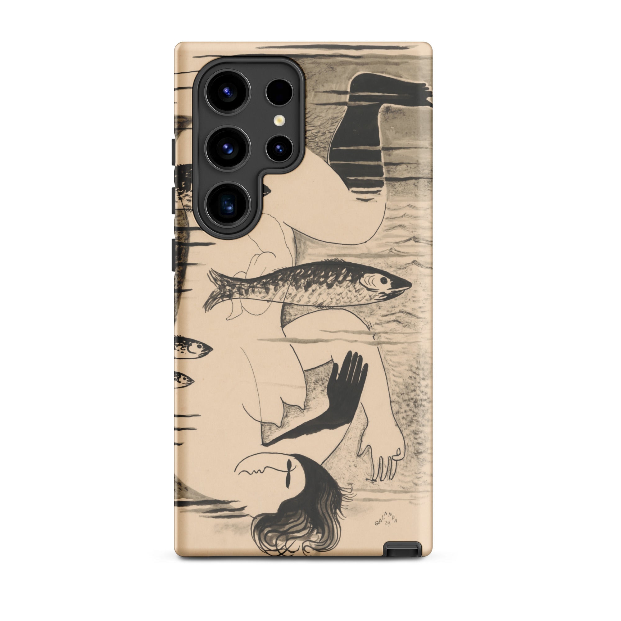 Drowned Mikulas Galanda Samsung Case, Galaxy S24 Ultra / Matte, Smartphone Surrealist Artwork Case Figure Fish Multiple Eyes