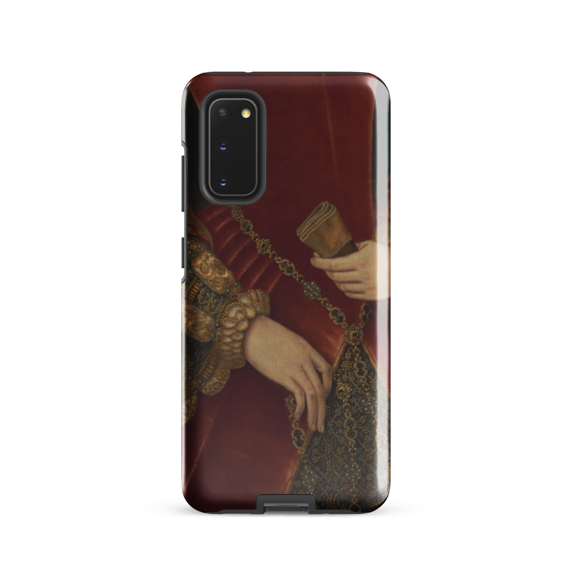 Duchess of Norfolk Hans Eworth Samsung Case, Galaxy S20 / Gloss, Smartphone Case Classical Painting Deep Red Background