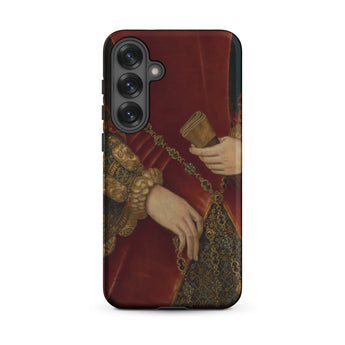 Duchess of Norfolk - Hans Eworth Samsung Case, Galaxy S25 Plus / Matte, Smartphone Case Historical Painting Person Red Garment Gold