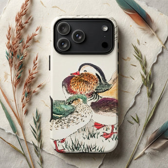 Duck & Barley - Numata Kashu Meiji Phone Case White Phone Case Detailed Illustration Two Ducks Colorful Numata Kashu, Meiji Era’s Avian